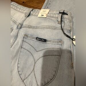 NWT Rollas Sophie Sailor Long high rise wide leg denim jeans free people revolve